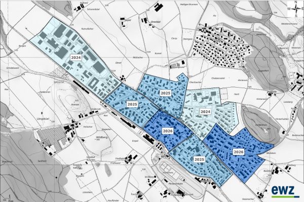Karte Versorgungsgebiet Fehraltorf - Innerhalb des Verbundgebiets können alle Gebäude angeschlossen werden. Der Anschluss ist freiwillig – das ökologische Heizen mit lokaler Energie bringt viele Vorteile, denn es erfüllt schon heute die Anforderungen der künftigen Energiegesetze.
