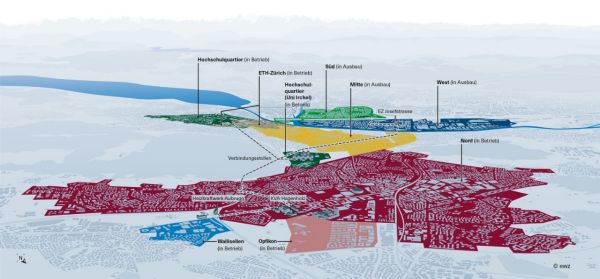 Übersichtsplan Ausbau der ewz-Fernwärmenetze